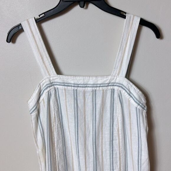 NWT Madewell Linen Cotton Princess-Seamed Midi Dress in Desert Dune Stripe - Picture 7 of 15